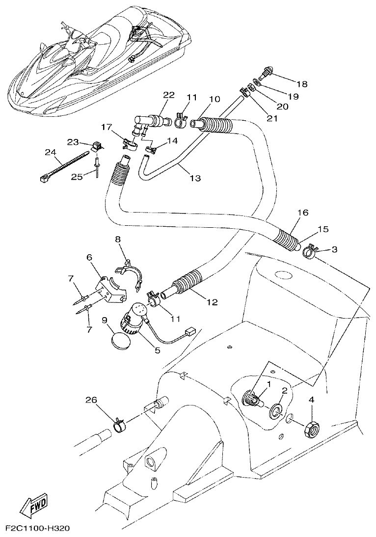Yamaha GX18 BILGE PUMP parts diagram